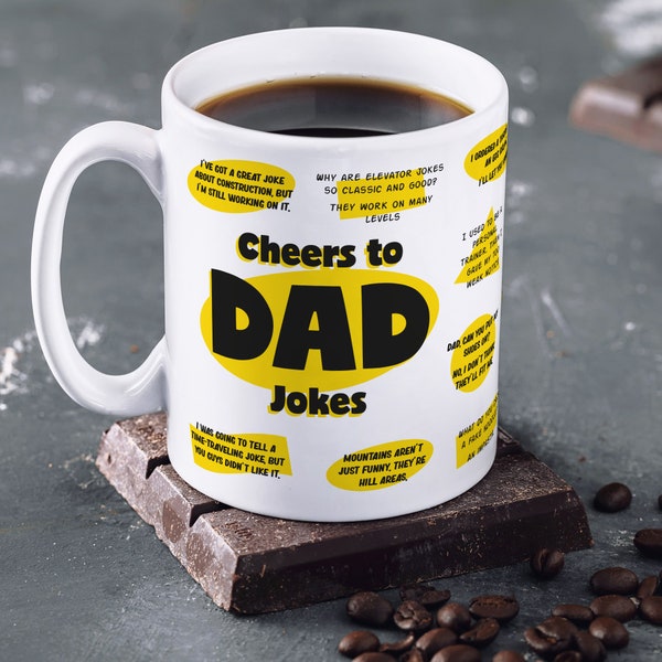 Cheers to Dad Jokes Mug for Father's Day, Funny Gift for Daddy