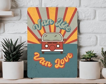 Campervan Metal Wall Art: Retro Van Life Theme (A4)