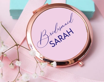 Personalised Rose Gold Compact Mirror: Bridesmaid Proposal Gift Personalized