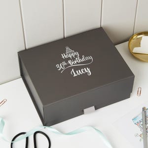 Foil Print Personalised Birthday Gift Box: Custom Name & Age Personalized image 1