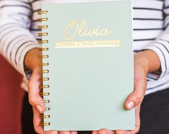 Personalised Baby Record Book: Letters and Magic Moments Hardback Journal Personalized