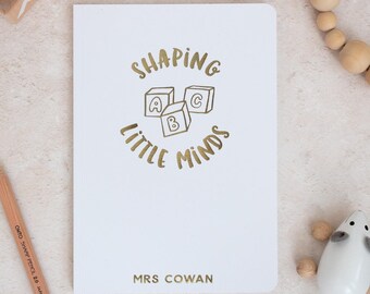 Personalised Teacher Notebook: Gold Foiled ABC Design, Softcover Journal Personalized