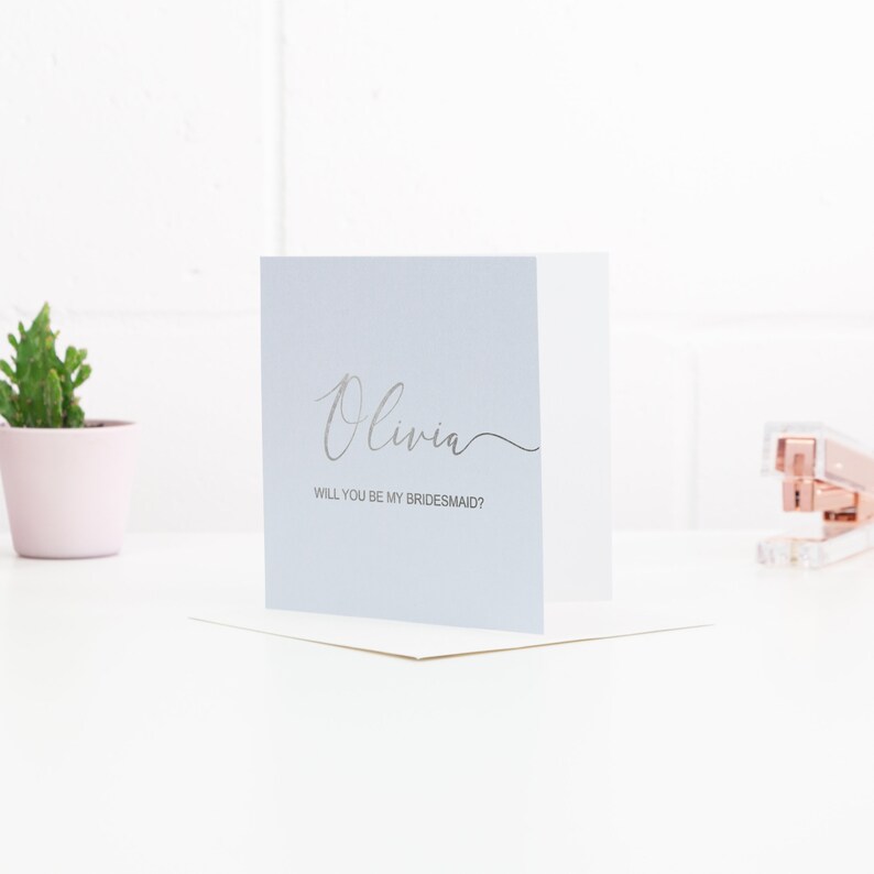 Will You Be My Flower Girl Invite Rose Gold -Gold Silver Foil Personalised Bridesmaid Proposal Card