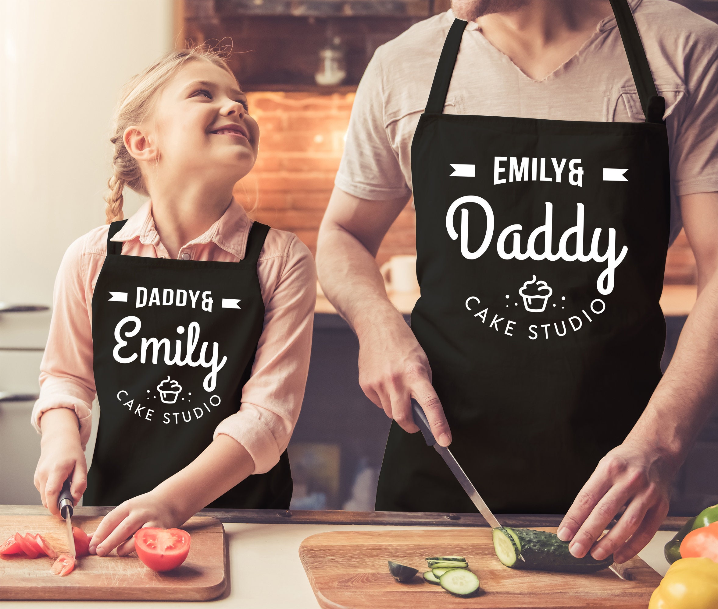 Mom & Daughter Apron Rose Gold, Personalized Apron, Present Her