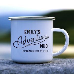 Personalised Enamel Campfire Mug: Adventure Mug Gift Personalized