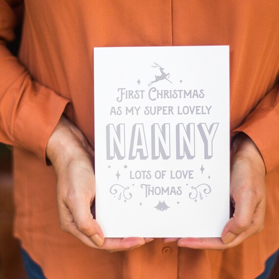 Weihnachtskarte 'For A Lovely Nanny' – Süßes Hundemotiv, 190x130 Mm, Mit Umschlag, Für Besondere Dankbarkeit