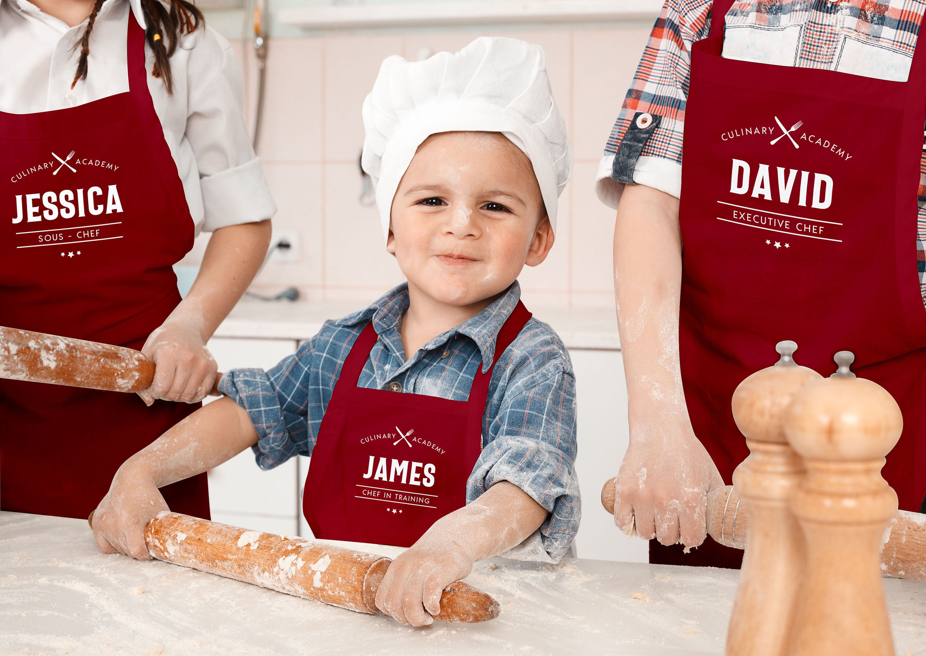 Retro Chef Personalized Aprons for Toddlers, Kids and Adults