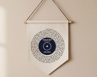 Personalised Our Song Lyrics Record Wall Hanging, Linen Anniversary Gift, Wedding Song, 4th year, Memorable Wedding Gift