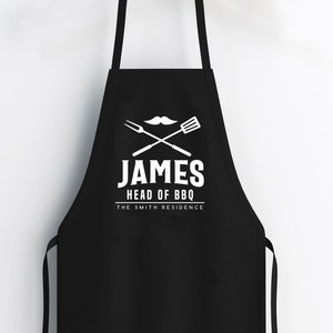 Personalised Head Chef Apron Custom Cooking Baking Apron for Men Head of BBQ For Him Fathers day beard Gift For Dad For Husband Mens image 2