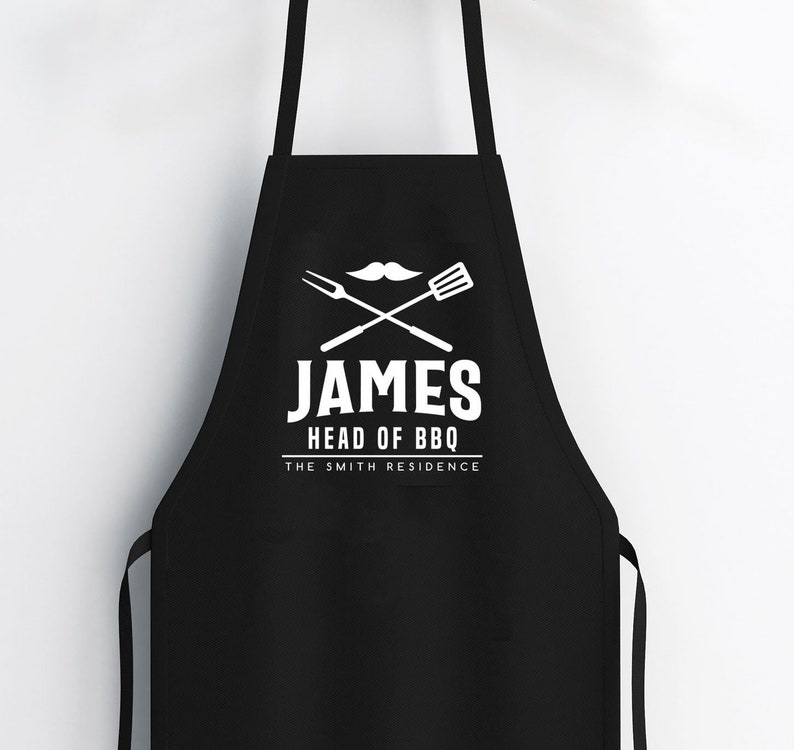 Personalised Head Chef Apron Custom Cooking Baking Apron for Men Head of BBQ For Him Fathers day beard Gift For Dad For Husband Mens image 2