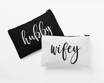 Hubby and Wifey Makeup Bag Set, Honeymoon Gift