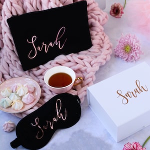 Gift Set for Her Personalised Filled Gift Box Basket: Makeup bag, Silk Sleeping Mask, Luxury Gift Box