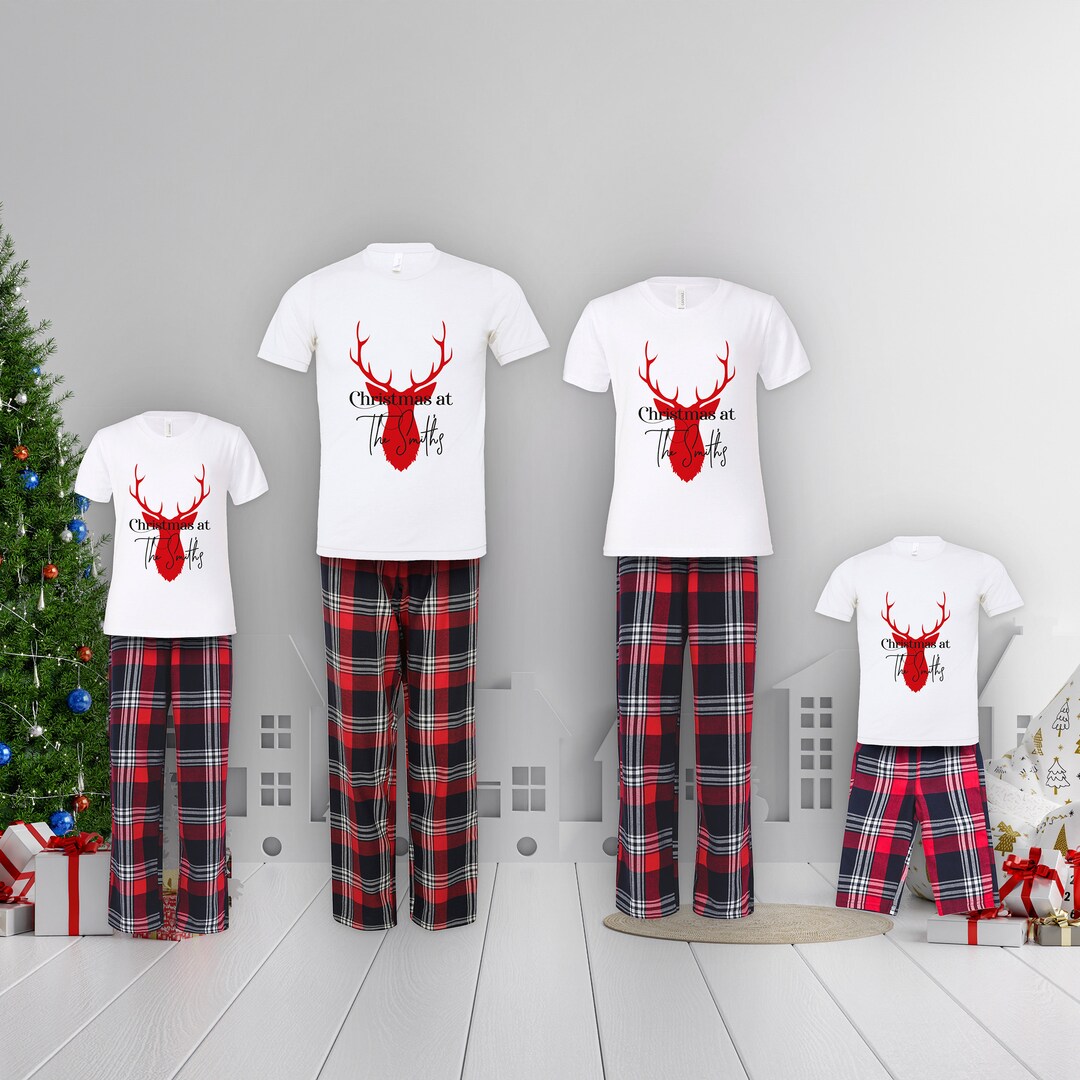 Pyjama De Noël Familial Assorti – Ensemble Manches Longues Pour Hommes, Femmes, Enfants, Imprimé Lettres/rennes - 7