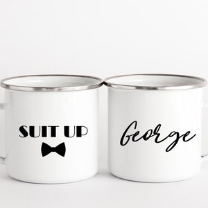 Bestman gift Groomsman gift Enamel Mug Best man proposal gift, Campfire Mug Suit up