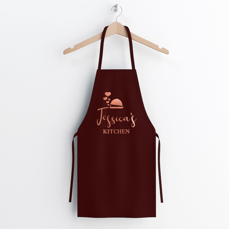 Personalised Rose Gold Apron Name Kitchen Apron Cooking Etsy