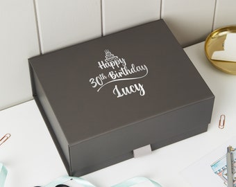 Real Foil Print! Personalised Birthday Gift Box with Name and Age, Personalized Gift Box