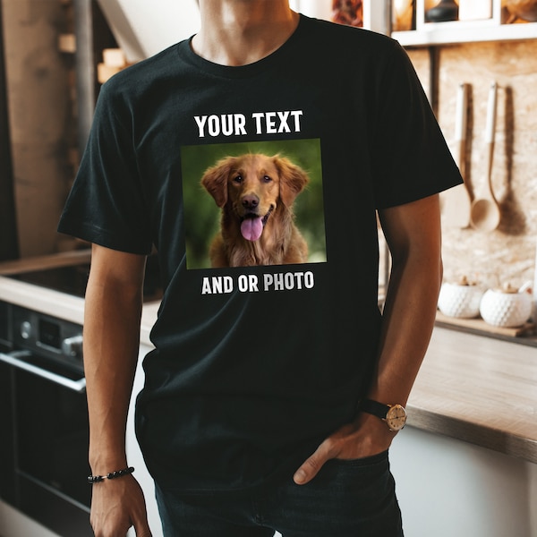 T-shirt unisexe personnalisé A4 avec photos et texte personnalisés | T-shirt personnalisé recto/verso, chemises de soirée, impression personnalisée