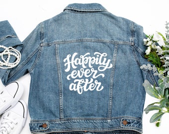 Felizmente para siempre novia chaqueta de mezclilla chaqueta de boda personalizada novia Jean chaqueta MRS chaqueta novia ideas de regalo