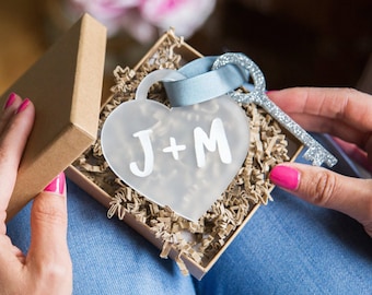 Frosted Acrylic Love Padlock - Glitter Key, Personalised Couples Gift