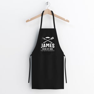 Personalised Head Chef Apron Custom Cooking Baking Apron for Men Head of BBQ For Him Fathers day beard Gift For Dad For Husband Mens image 3