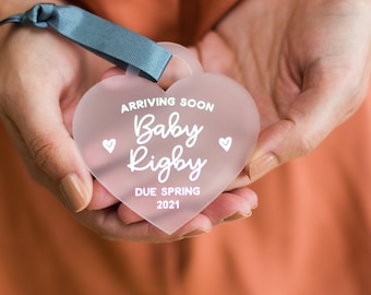 Pregnancy Announcement Ornament: Arriving Soon Baby (Personalised Gift)