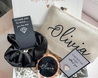 Personalized Bridesmaid Proposal Gift Box: Black & White Luxury Set