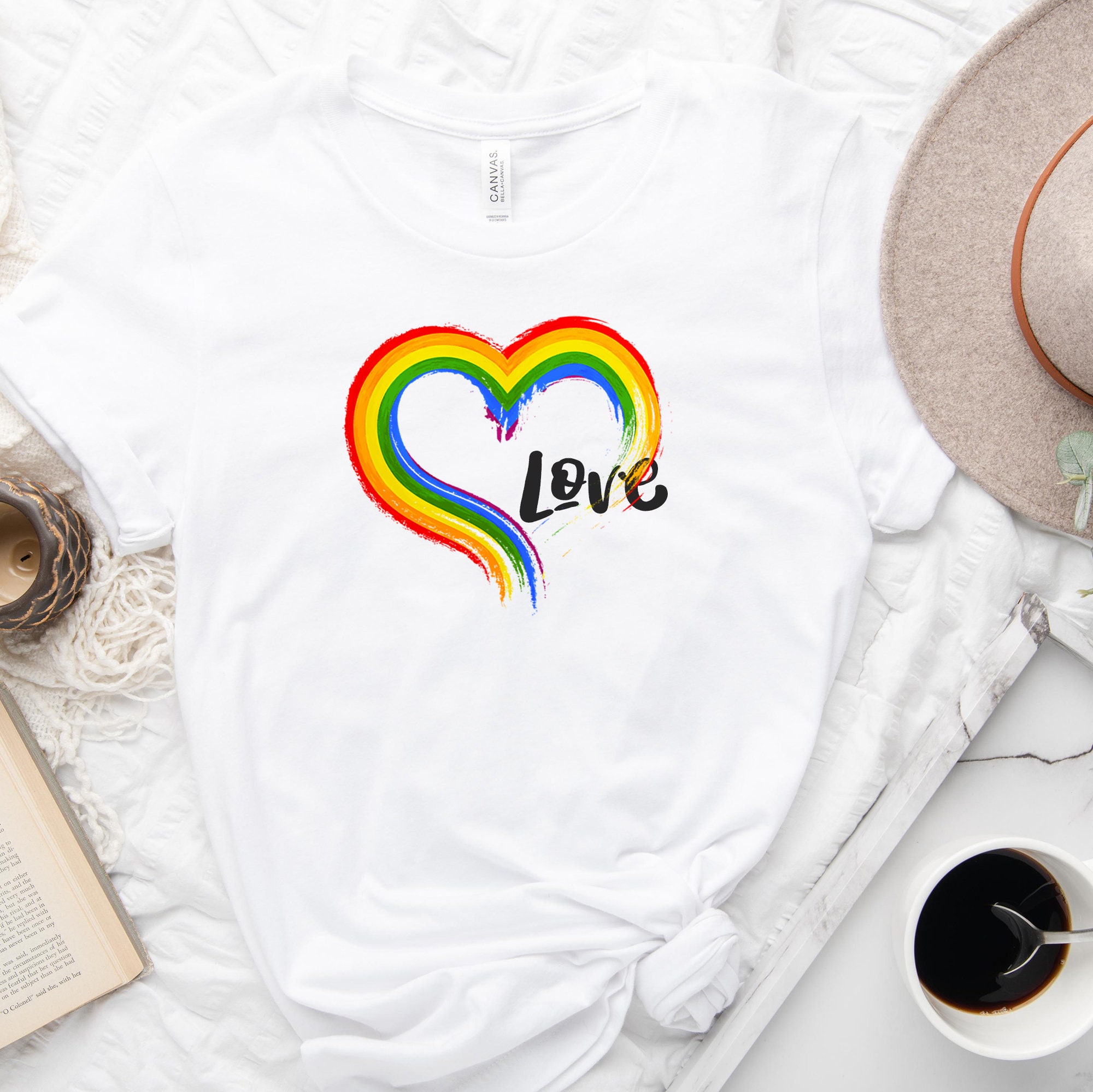 Pride Month Rainbow T-Shirt Love Heart