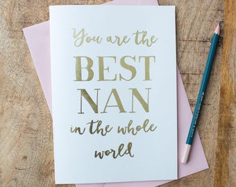 Nan Greeting Card: Foil Detail, Pearlescent Paper (18x13cm)