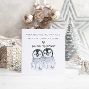 Carte d'anniversaire Tu es mon pingouin avec coeur doré, carte de voeux pour carte d'anniversaire mari femme, carte d'anniversaire petit ami amour