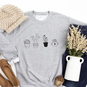 Cactus Plants Sweatshirt, Mother&#39;s Day Gardening Gift, Plant Lady Gift, Cute Cactus Jumper, Not a Hugger, Cactus Tee, Succulent Top mom