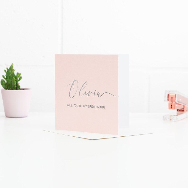 Will You Be My Flower Girl Invite Rose Gold -Gold Silver Foil Personalised Bridesmaid Proposal Card