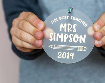 Personalised Teacher Appreciation Gift: Foiled Acrylic Keepsake with Liberty Ribbon Personalized
