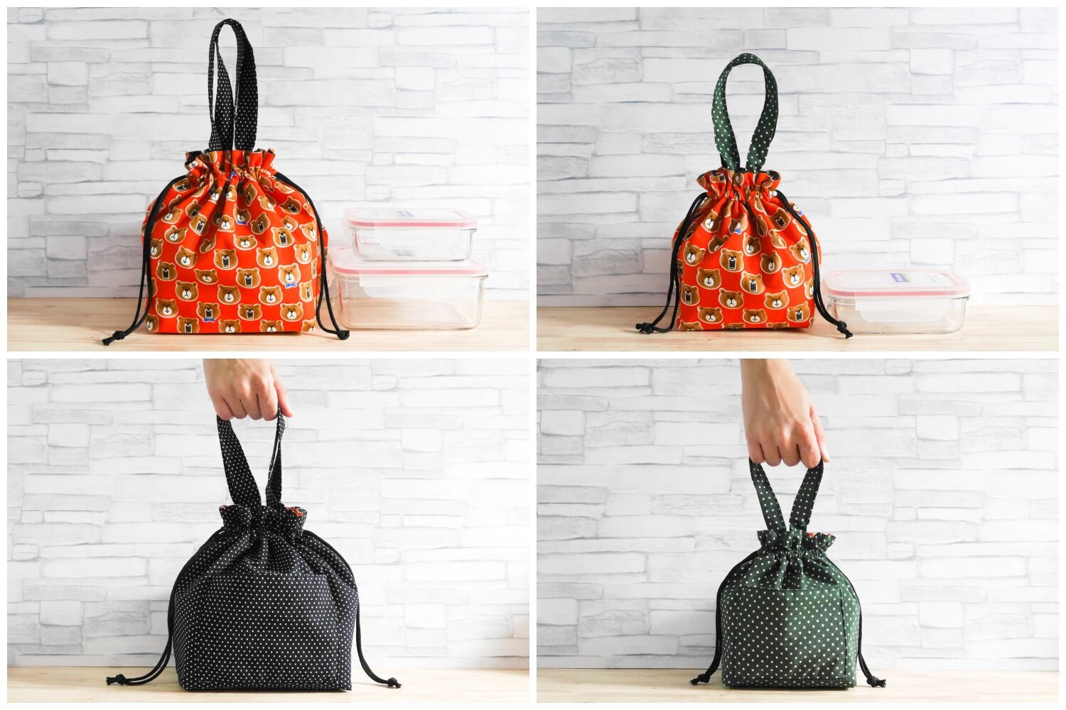 PATTERN PDF Drawstring Bag with Handle Reversible Etsy