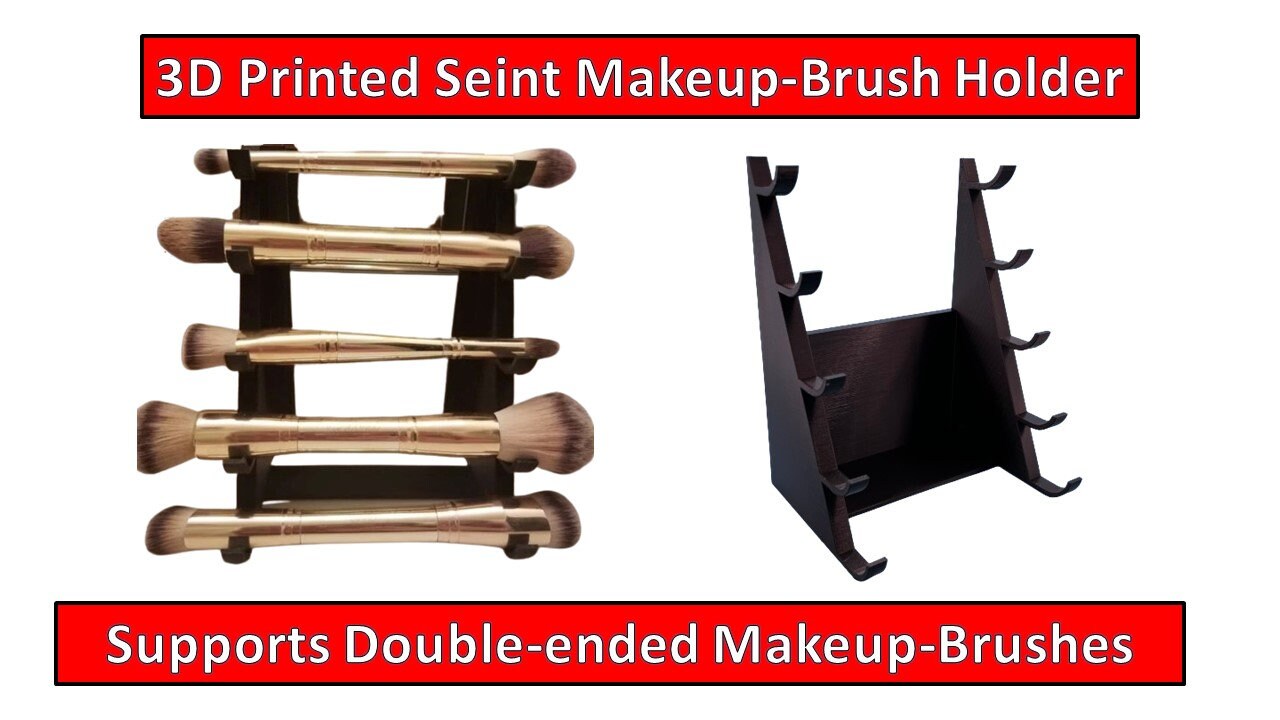 Make up Brush Pot Holder 3D Printed Geometric Triple Hexagon Brush