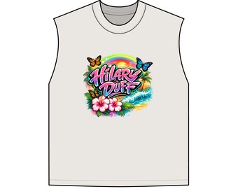 Camiseta sin mangas con estampado de mariposas y estampado floral tropical de Hilary Duff