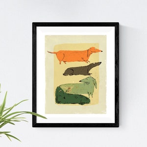 Dachshund Art/ Dachshund Print/ Wall Art/ Illustration / Abstract Art/ Mid-Century Modern Print/ Art Print/ Home Decor/ Quirky/ Fun Decor/