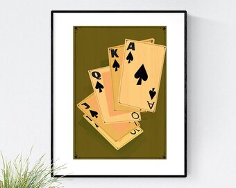 Playing Cards Art/ Poker Print/ Digital Illustration/ Wall Art/ Illustration / Abstract Art/ Art Print/ Home Decor/ Quirky/ Fun Decor/