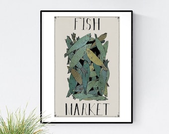 Fish Art/ Fish Print/ Digital Illustration/ Wall Art/ Illustration / Abstract Art/ Art Print/ Home Decor/ Quirky/ Fun Decor/