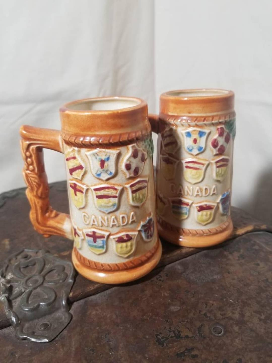 Short Canadian Themed Beer Stein 1950s Japan Import Bar Ware Etsy