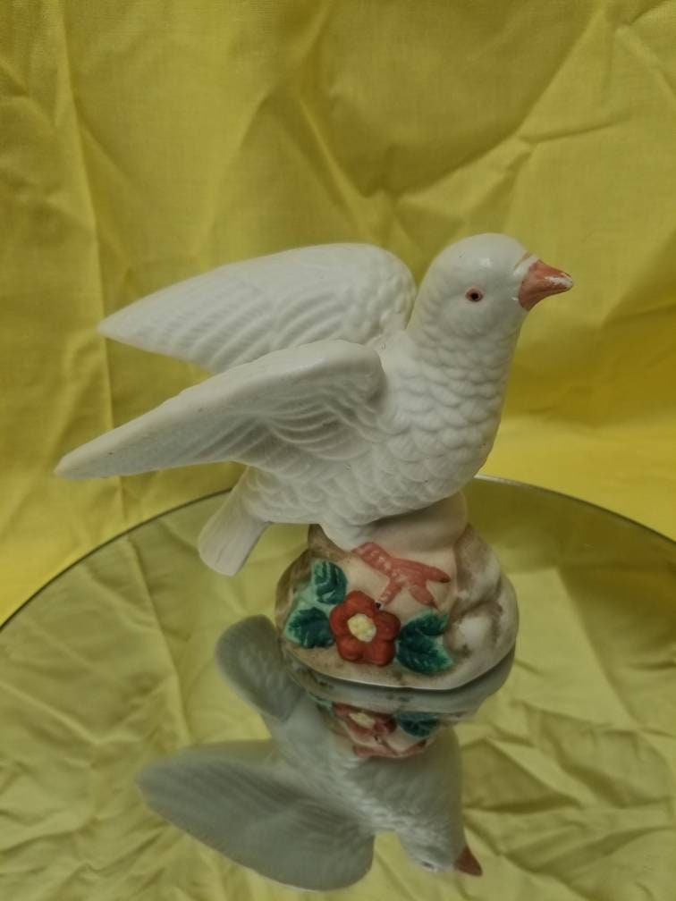 ヴィンテージ磁器ガラス鳩 - 白い鳥の置物 - Etsy 日本