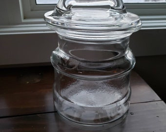 Clear L.E. Smith Milk Can Glass Cookie Jar