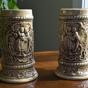 Brown Ceramic Stein Beer Pint Glass - Old World