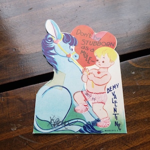 Vintage Não Seja Uma Mula Teimosa Valentine - Sentimento de Papel Antigo