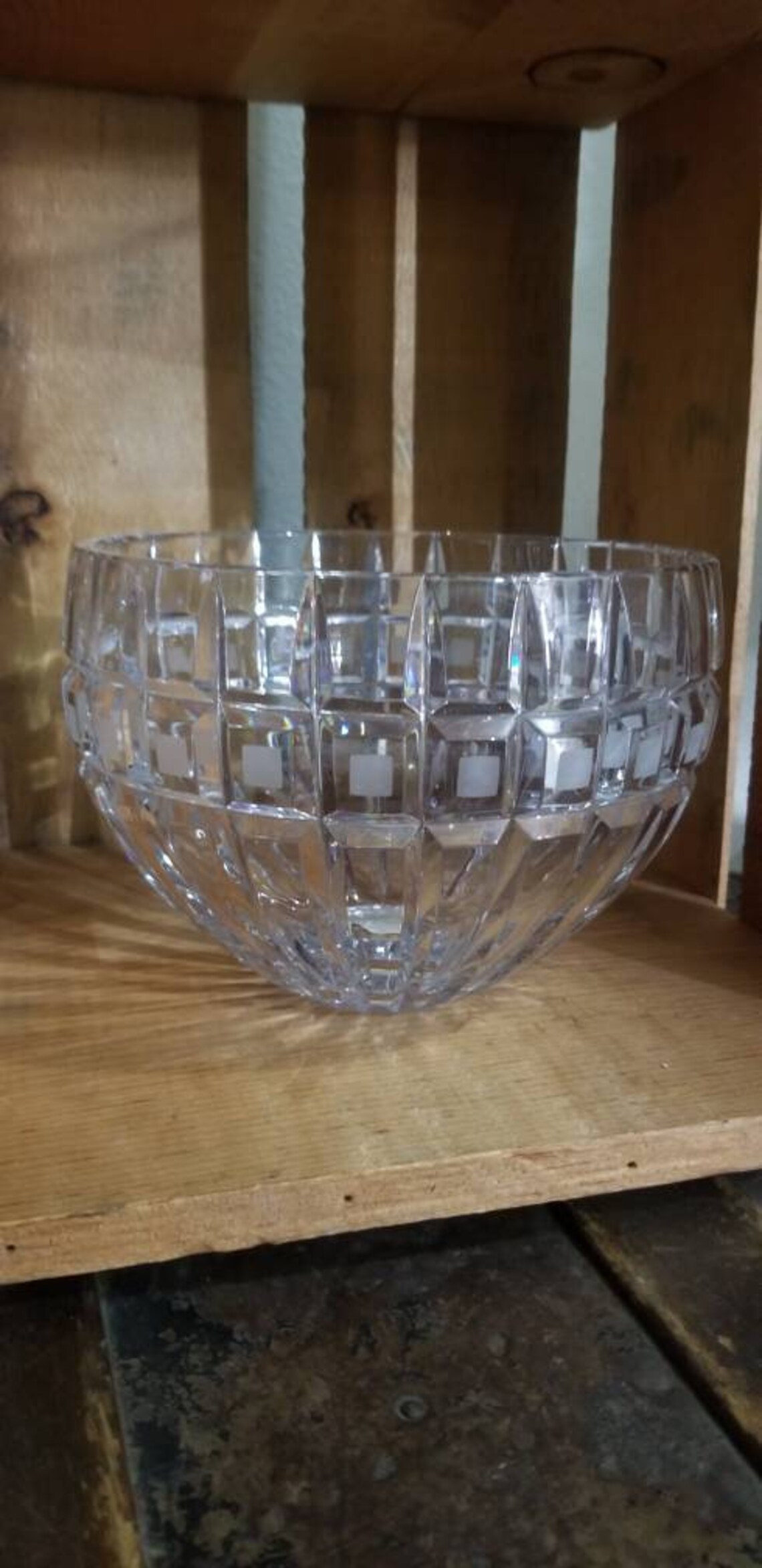 Heavy Lead Crystal Poland Made Accent Bowl Elegant Modernism Hutch