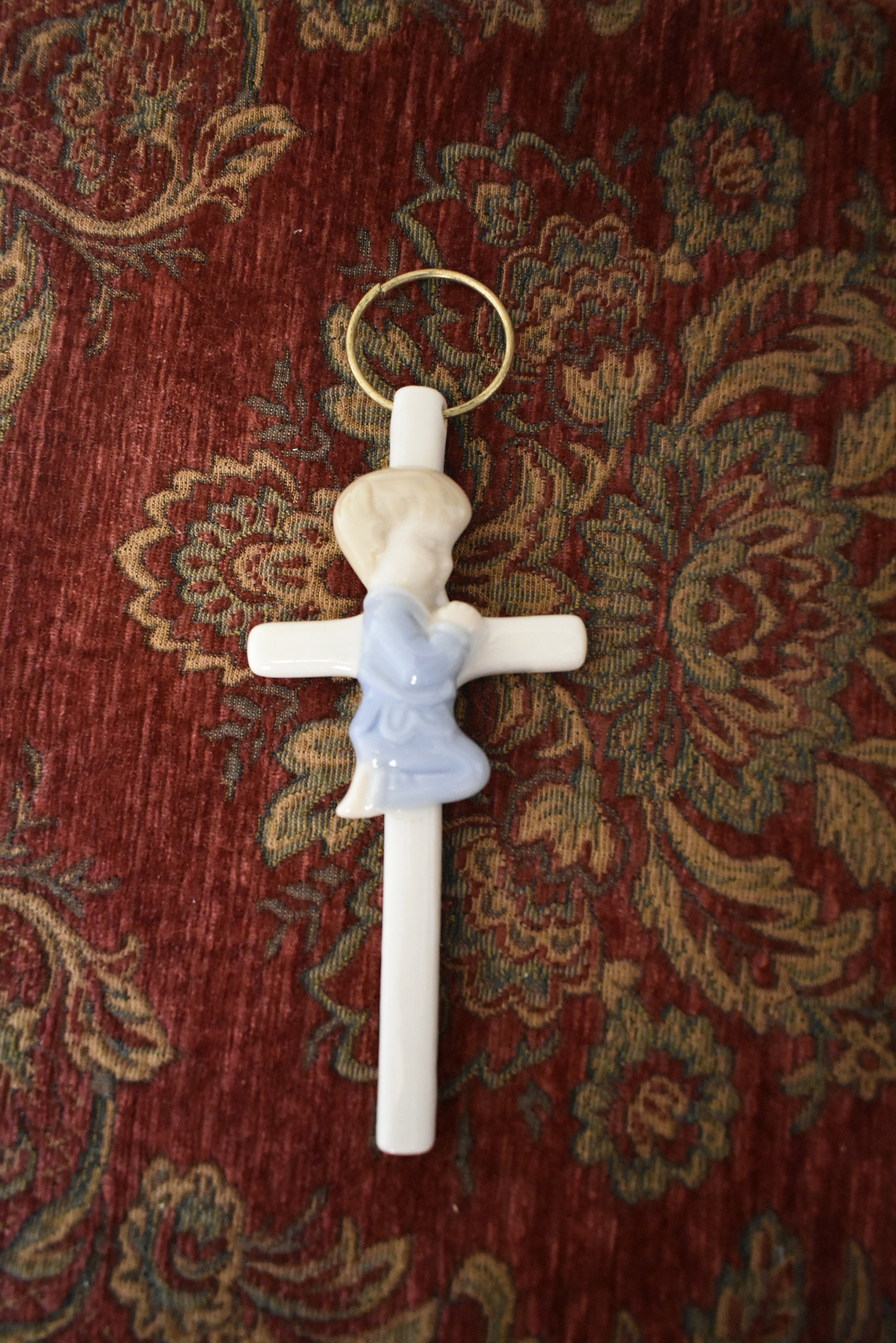 Baby Boy Baptism Cross Wall Hang Porcelain Child and Cross Etsy