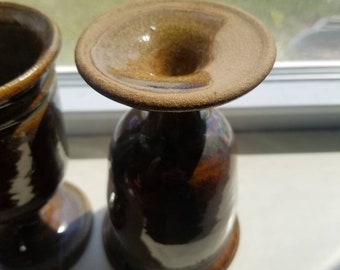 Pottery Wine Goblet - Brown Ceramic Wine Glass Stemware