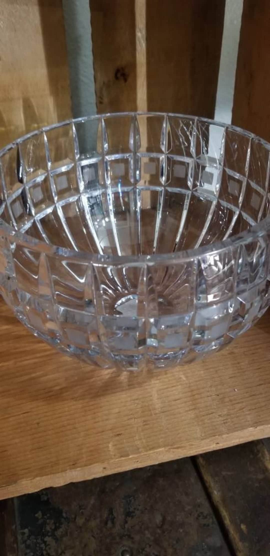 Heavy Lead Crystal Poland Made Accent Bowl Elegant Modernism Hutch