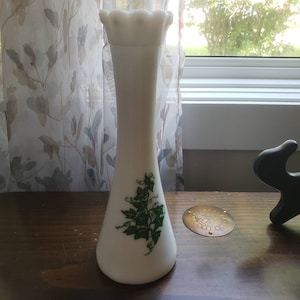 Milk Glass Ivy Vase - Late Century Floral Decor