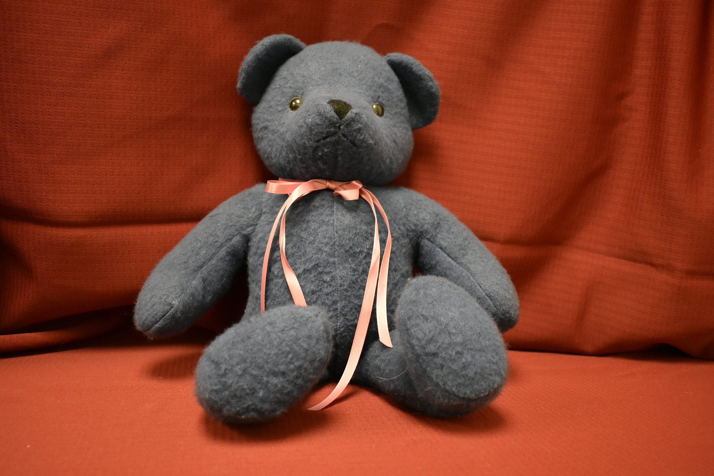 Handmade Victorian Teddy Bears With Pink Ribbon Bows - Red and