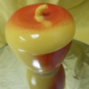 Vintage Red and Yellow Apple Butter or Jam/Jelly Dish - Retro Ambrosia Golden Red Apple Kitchen Decor - Milk Glass Cottage Function